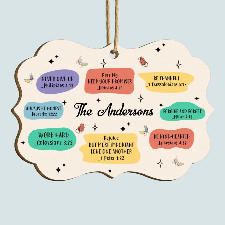 Personalized Christian Family Gift - Custom Wood Ornament - Christmas Gift For Family Members