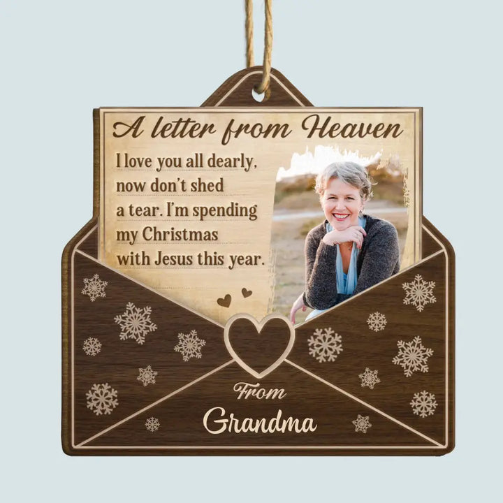 A Letter From Heaven - Personalized Custom Wood Ornament - Christmas, Memorial Gift For Family Members