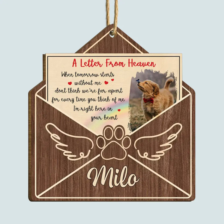 A Letter From Heaven - Personalized Custom Wood Ornament - Christmas, Memorial Gift For Pet Lovers, Cat Mom, Dog Mom