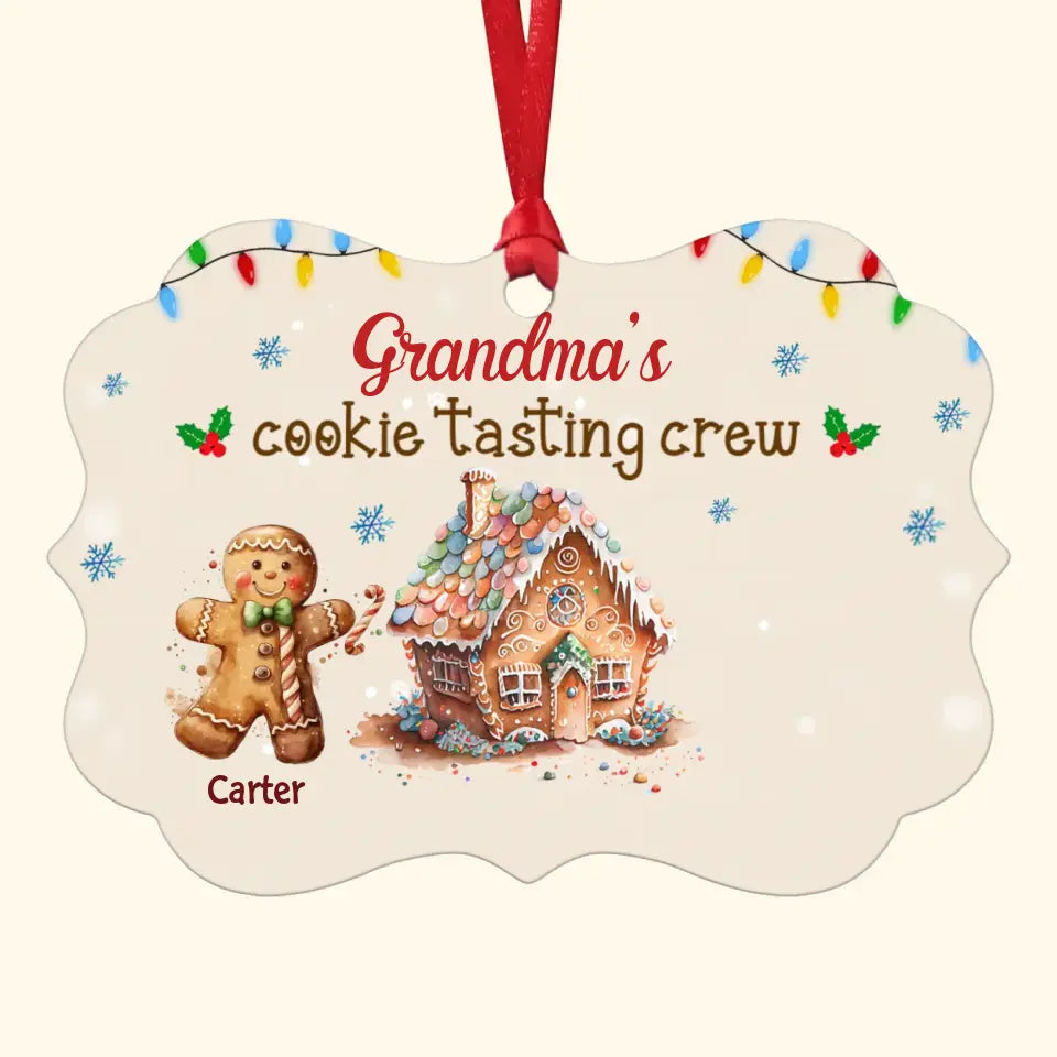 Grandma's Cookie Tasting Crew - Personalized Custom Aluminium Ornament - Christmas Gift For Grandma, Mom, Family Members