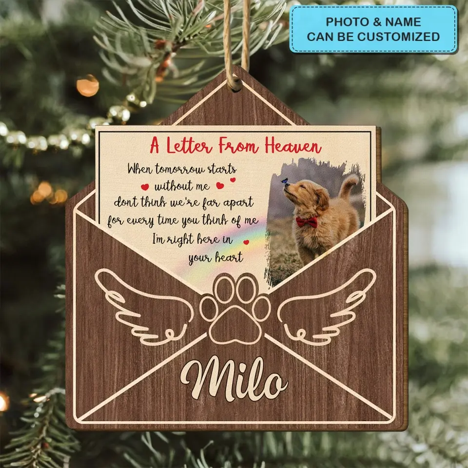 A Letter From Heaven - Personalized Custom Wood Ornament - Christmas, Memorial Gift For Pet Lovers, Cat Mom, Dog Mom