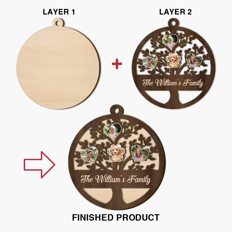 Our Family Tree - Personalized Custom Layer Wood Ornament - Christmas Gift For Family, Family Members