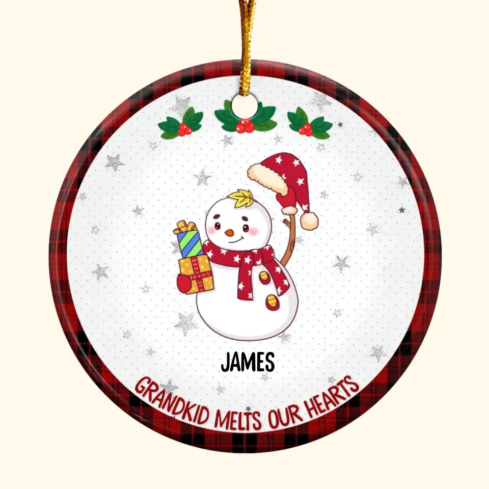 Grandkids Melt Our Hearts - Personalized Custom Ceramic Ornament - Christmas Gift For Grandma, Mom, Family Members