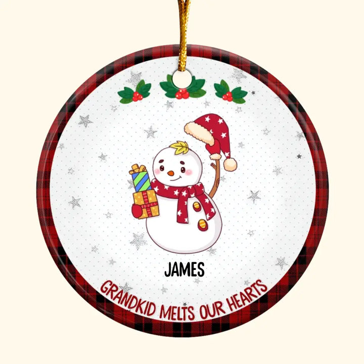 Grandkids Melt Our Hearts - Personalized Custom Ceramic Ornament - Christmas Gift For Grandma, Mom, Family Members