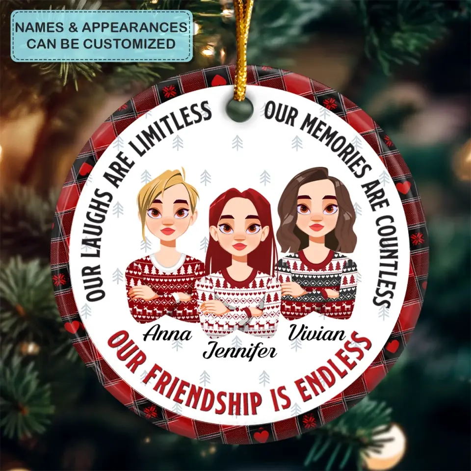 Our Friendship Is Forever - Personalized Custom Ceramic Ornament - Christmas Gift For Friends, Besties