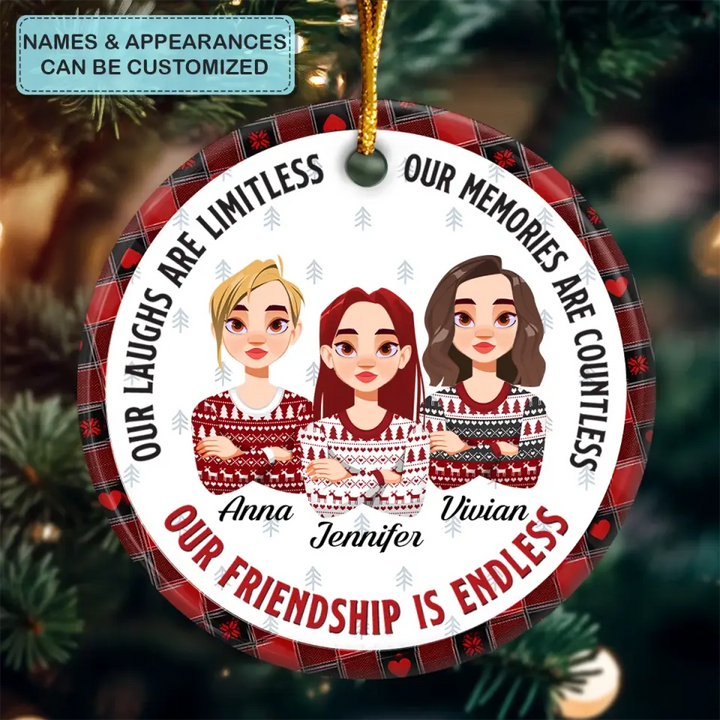 Our Friendship Is Forever - Personalized Custom Ceramic Ornament - Christmas Gift For Friends, Besties