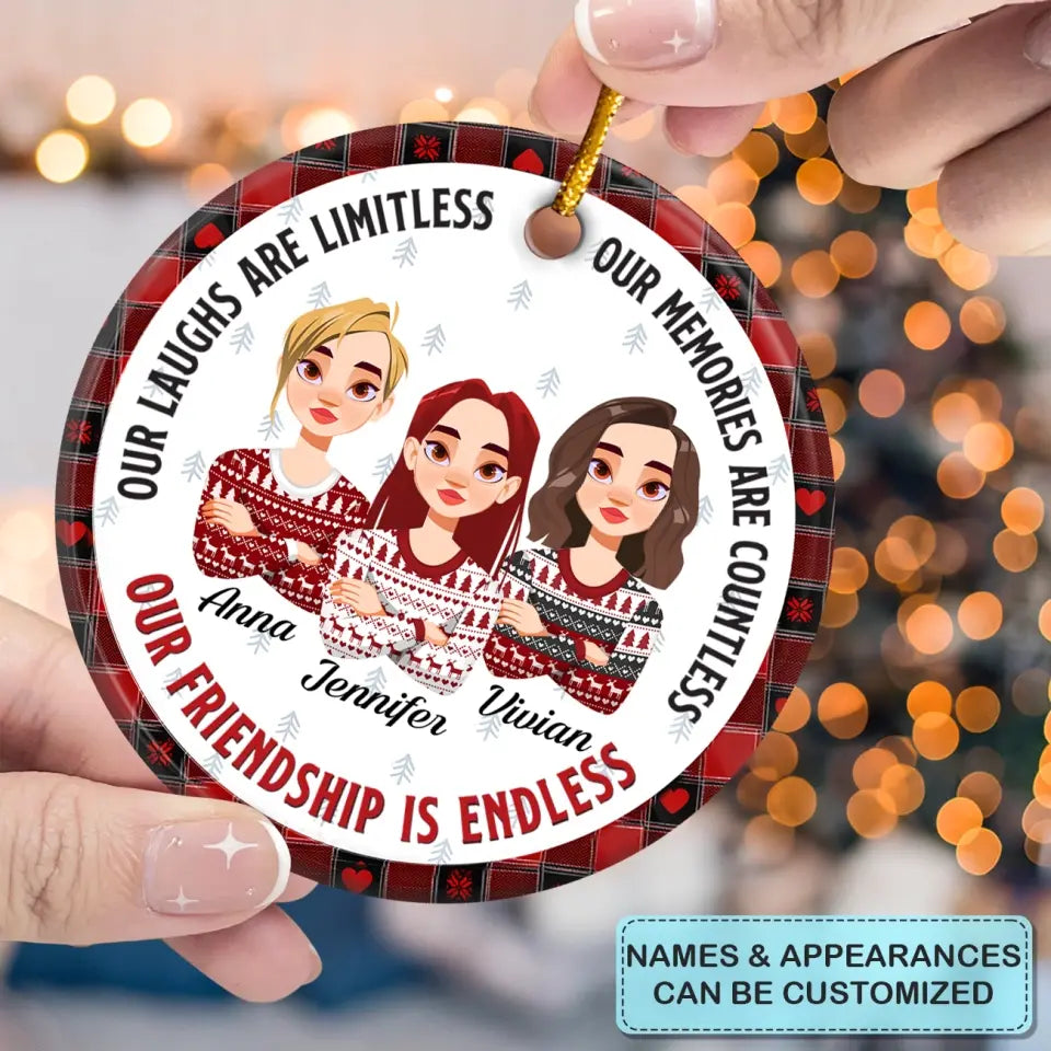 Our Friendship Is Forever - Personalized Custom Ceramic Ornament - Christmas Gift For Friends, Besties