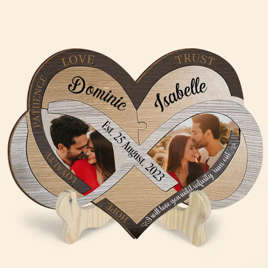 I Will Love You Until Infinity Runs Out - Personalized Custom 1 Layer Wooden Sign - Valentine's Gift For Couple, Wife, Husband, Boyfriends, Girlfriends