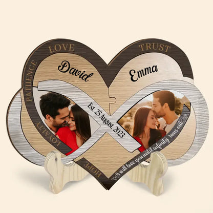 I Will Love You Until Infinity Runs Out - Personalized Custom 1 Layer Wooden Sign - Valentine's Gift For Couple, Wife, Husband, Boyfriends, Girlfriends