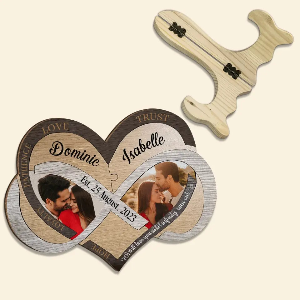 I Will Love You Until Infinity Runs Out - Personalized Custom 1 Layer Wooden Sign - Valentine's Gift For Couple, Wife, Husband, Boyfriends, Girlfriends