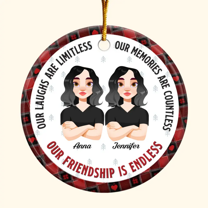 Our Friendship Is Forever - Personalized Custom Ceramic Ornament - Christmas Gift For Friends, Besties