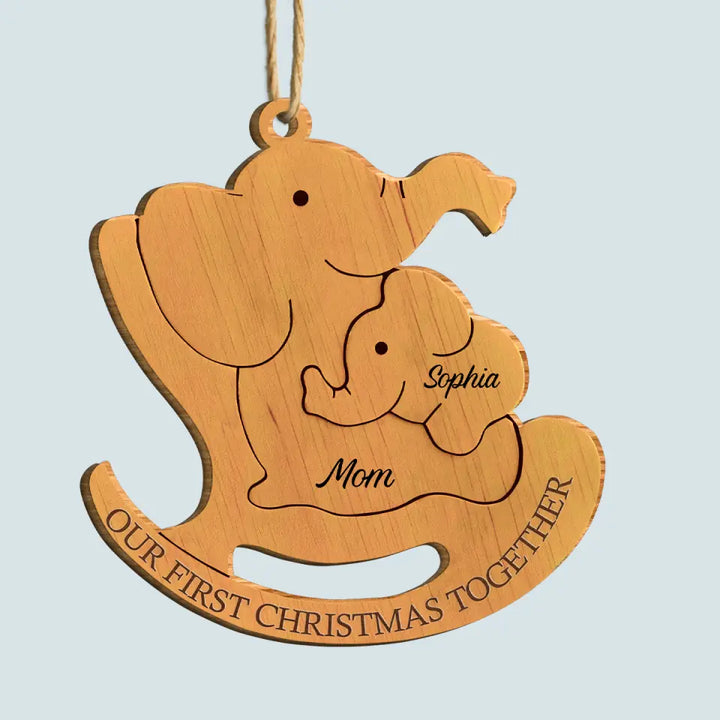 Our First Christmas Together Mom & Baby - Personalized Custom Wood Ornament - Christmas Gift For Family Members, Mom