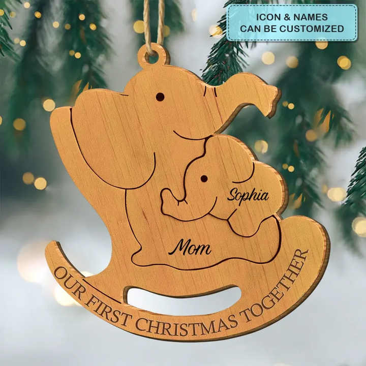 Our First Christmas Together Mom & Baby - Personalized Custom Wood Ornament - Christmas Gift For Family Members, Mom