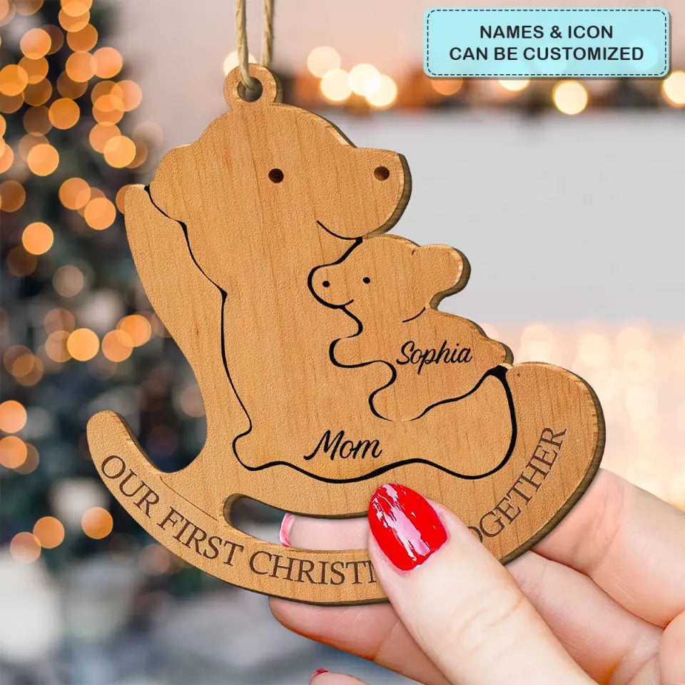 Our First Christmas Together Mom & Baby - Personalized Custom Wood Ornament - Christmas Gift For Family Members, Mom