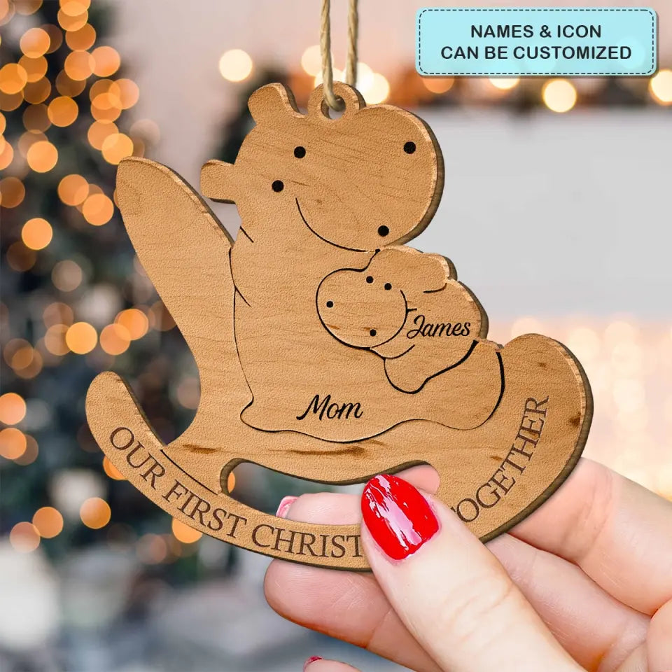 Our First Christmas Together Mom & Baby - Personalized Custom Wood Ornament - Christmas Gift For Family Members, Mom