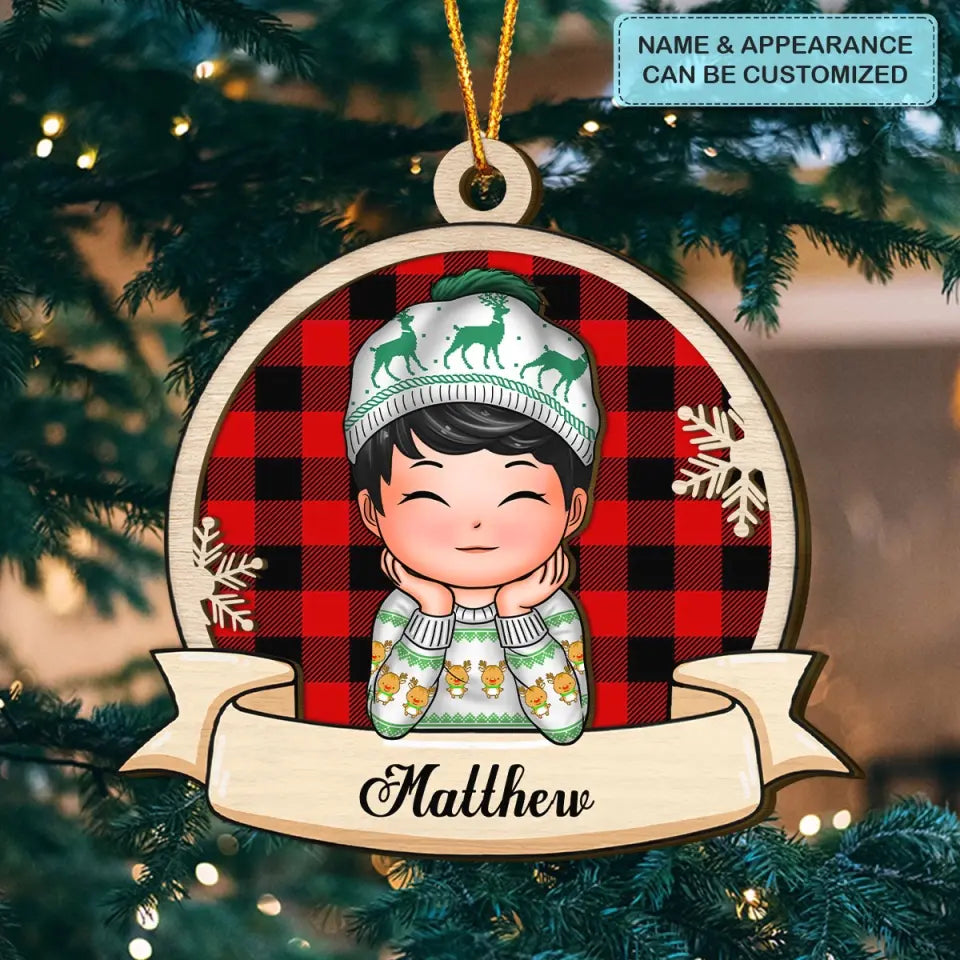Christmas Kid - Personalized Custom Layer Wood Ornament - Christmas Gift For Grandma, Mom, Family Members
