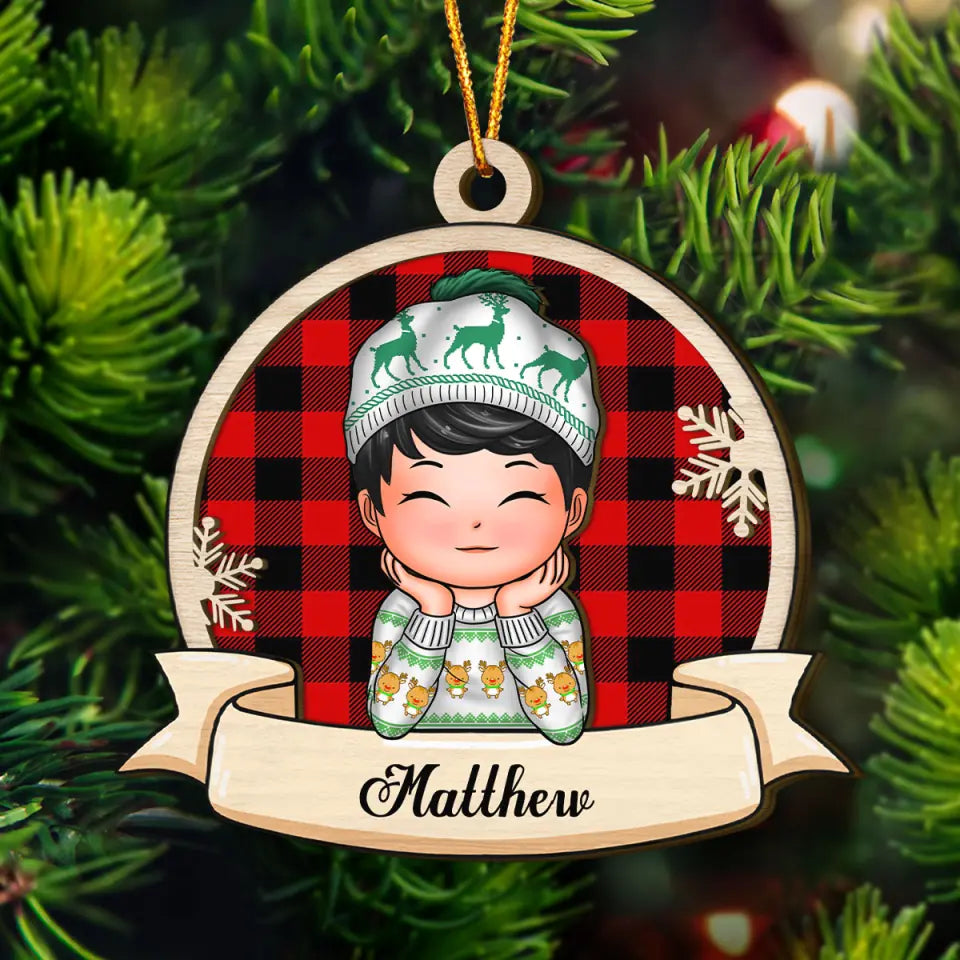 Christmas Kid - Personalized Custom Layer Wood Ornament - Christmas Gift For Grandma, Mom, Family Members