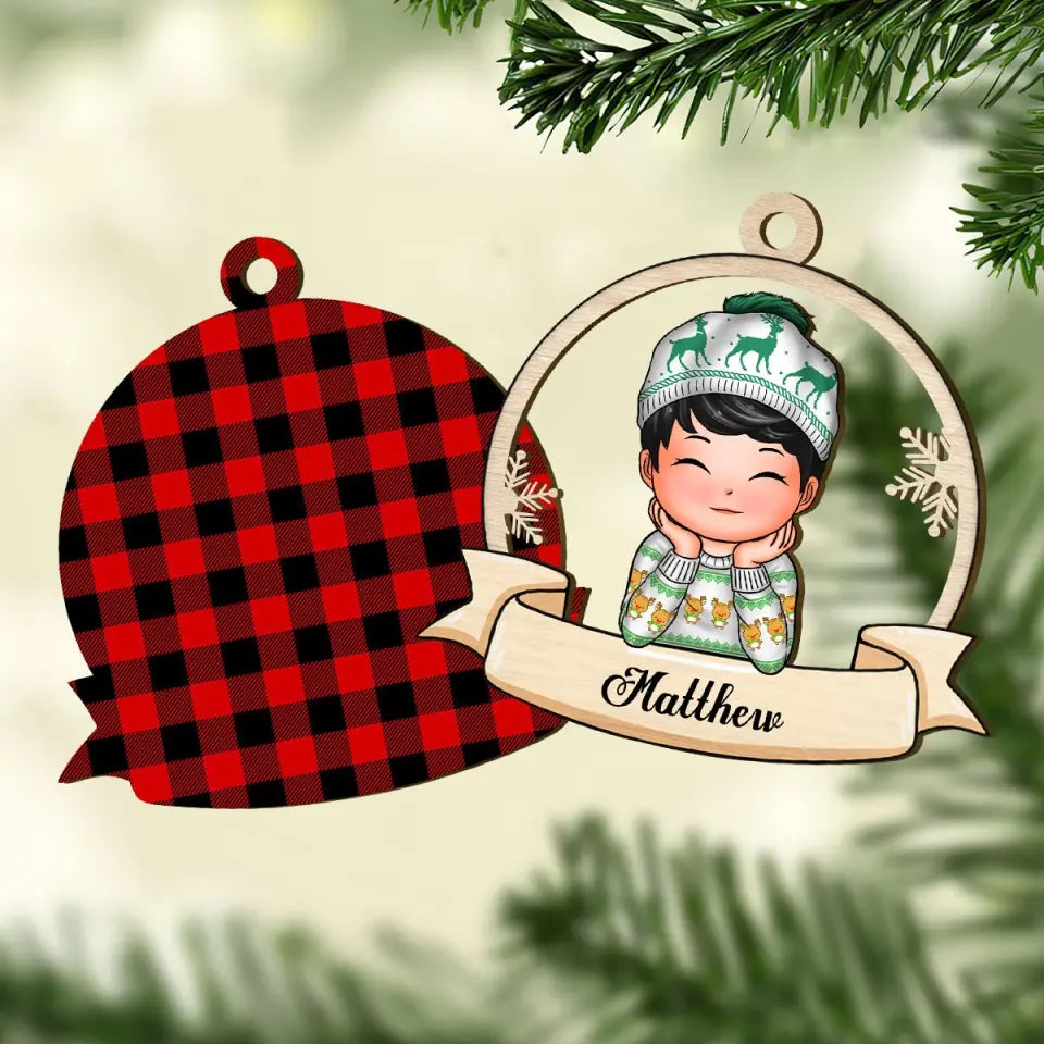 Christmas Kid - Personalized Custom Layer Wood Ornament - Christmas Gift For Grandma, Mom, Family Members