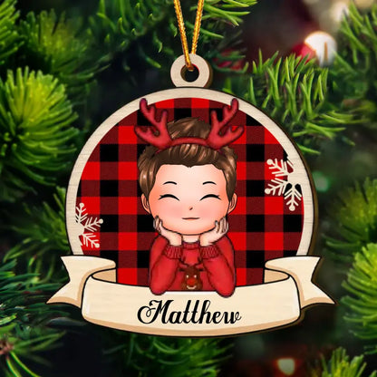 Christmas Kid - Personalized Custom Layer Wood Ornament - Christmas Gift For Grandma, Mom, Family Members