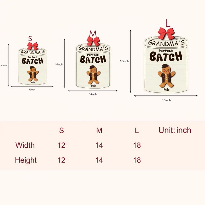 Grandma's Perfect Batch - Personalized Custom Door Sign - Christmas Gift For Grandma, Mom, Family Members