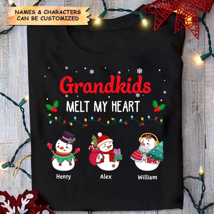 Grandkids Melt My Heart - Personalized Custom T-shirt - Christmas Gift For Grandma, Mom, Family Members