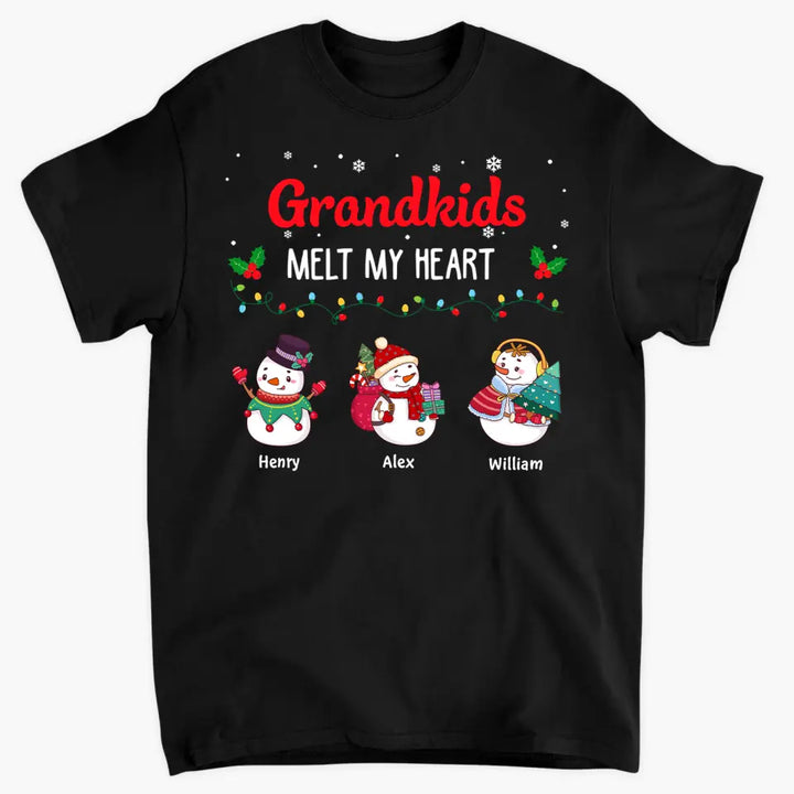 Grandkids Melt My Heart - Personalized Custom T-shirt - Christmas Gift For Grandma, Mom, Family Members