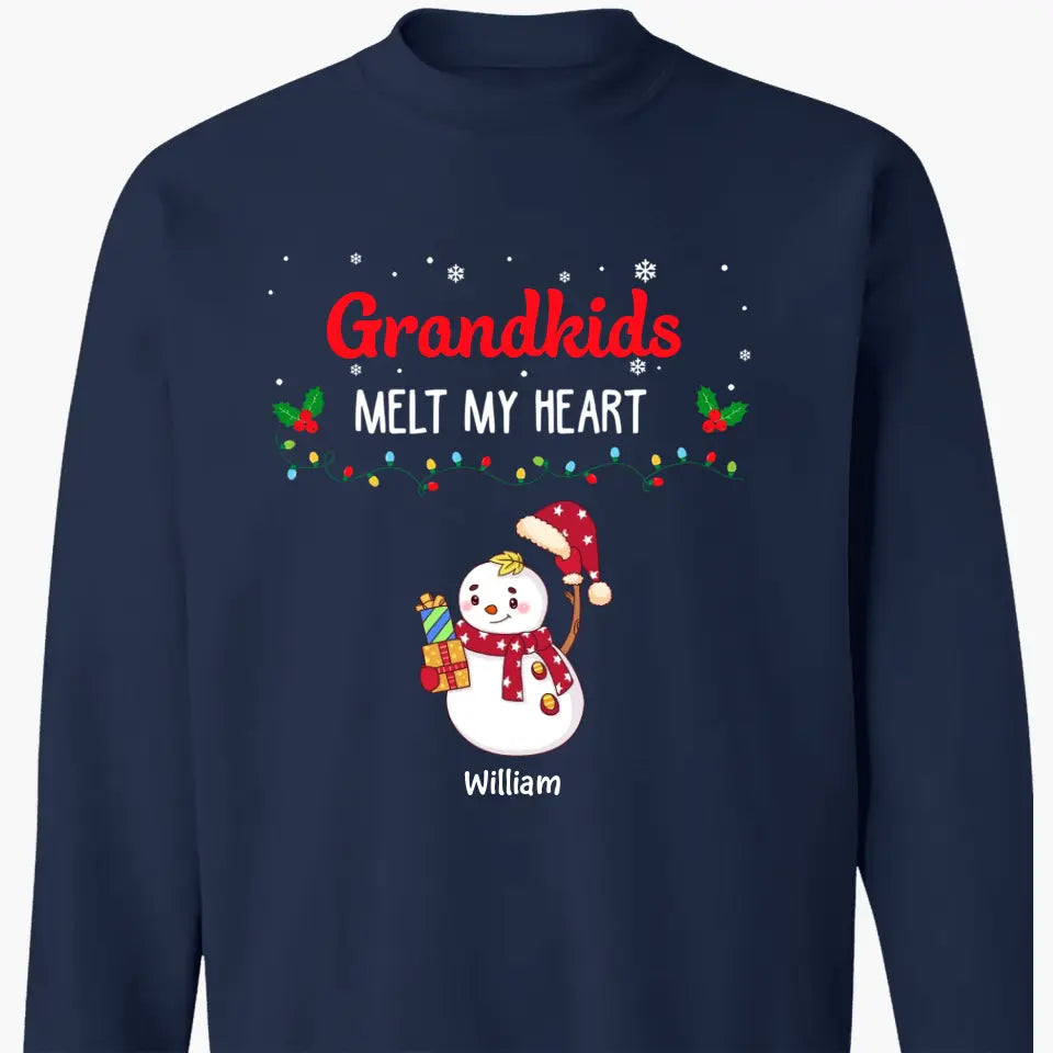 Grandkids Melt My Heart - Personalized Custom T-shirt - Christmas Gift For Grandma, Mom, Family Members