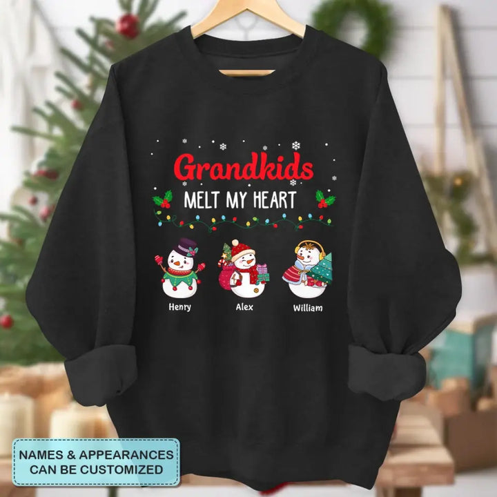 Grandkids Melt My Heart - Personalized Custom T-shirt - Christmas Gift For Grandma, Mom, Family Members
