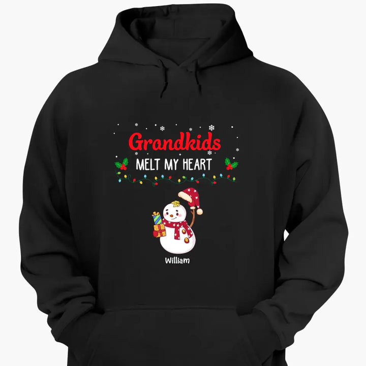Grandkids Melt My Heart - Personalized Custom T-shirt - Christmas Gift For Grandma, Mom, Family Members