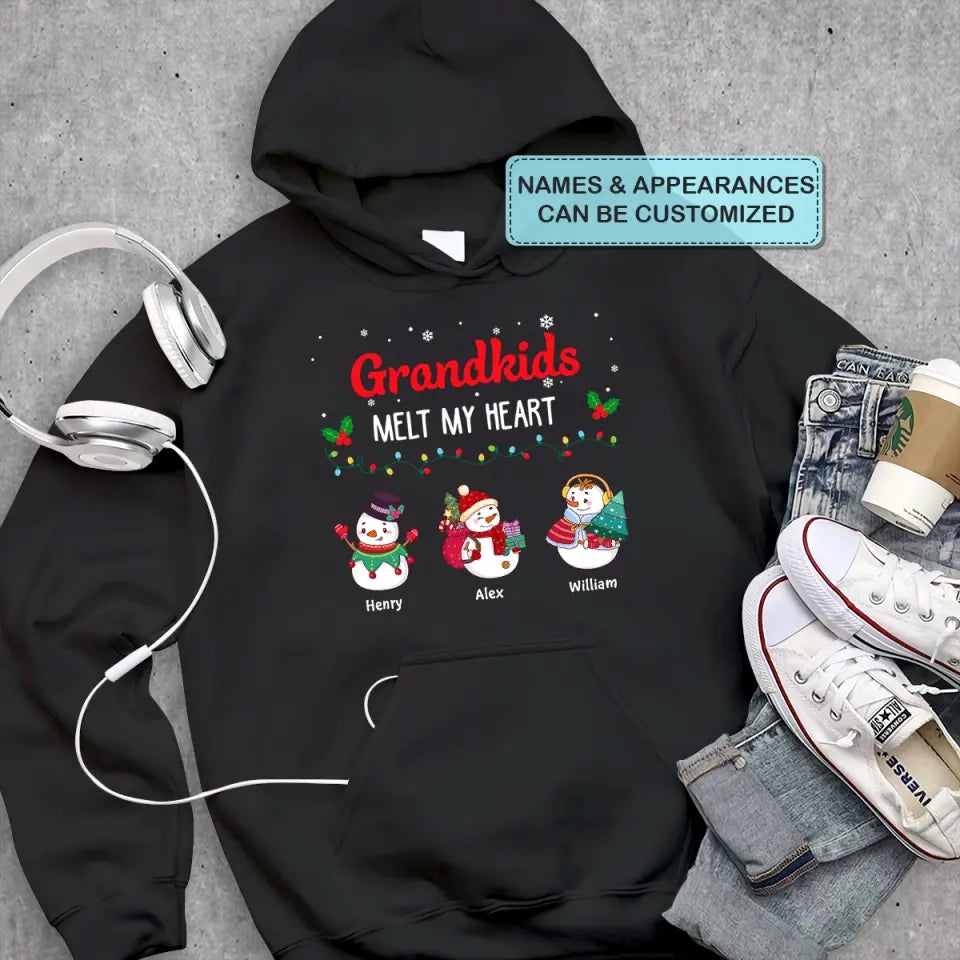 Grandkids Melt My Heart - Personalized Custom T-shirt - Christmas Gift For Grandma, Mom, Family Members