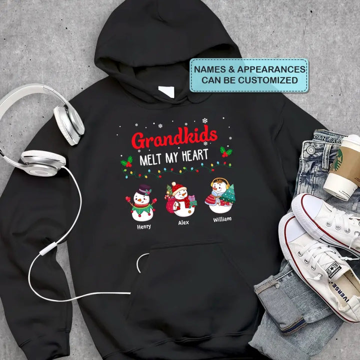 Grandkids Melt My Heart - Personalized Custom T-shirt - Christmas Gift For Grandma, Mom, Family Members
