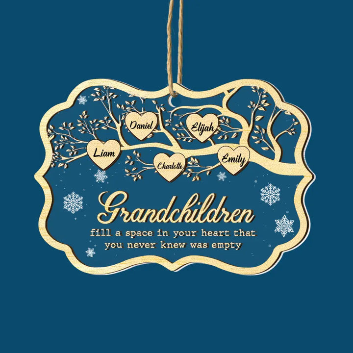 Grandchildren Fill A Space In Your Heart - Personalized Custom 2-Layer Mix Ornament - Christmas Gift For Grandma, Mom, Family Members