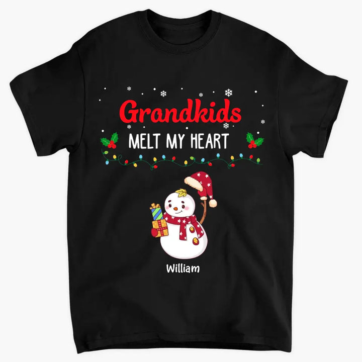 Grandkids Melt My Heart - Personalized Custom T-shirt - Christmas Gift For Grandma, Mom, Family Members