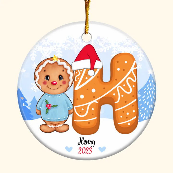 Christmas Gingerbread Cookie Kid's Name - Personalized Custom Ceramic Ornament - Christmas Gift For Grandma, Mom, Family Members
