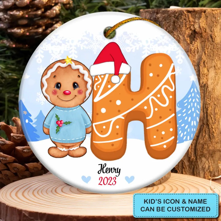 Christmas Gingerbread Cookie Kid's Name - Personalized Custom Ceramic Ornament - Christmas Gift For Grandma, Mom, Family Members