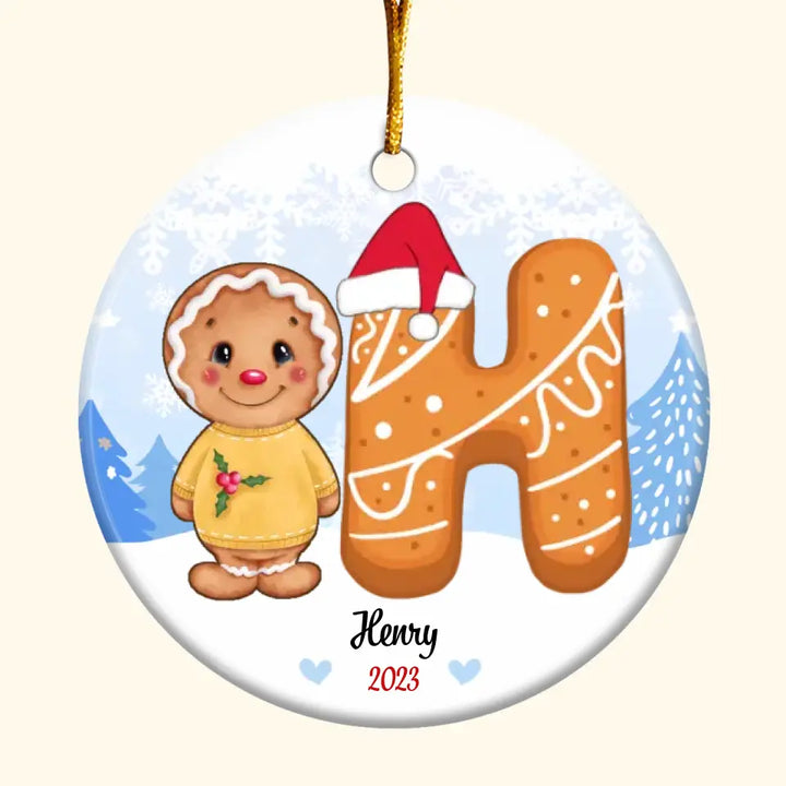 Christmas Gingerbread Cookie Kid's Name - Personalized Custom Ceramic Ornament - Christmas Gift For Grandma, Mom, Family Members
