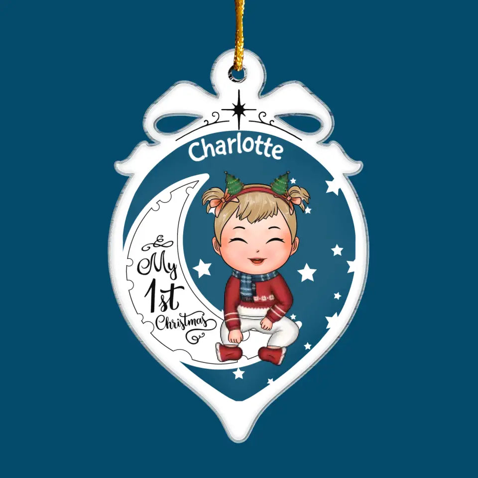 My 1st Christmas - Personalized Custom Mica Ornament - First Christmas Gift For Baby