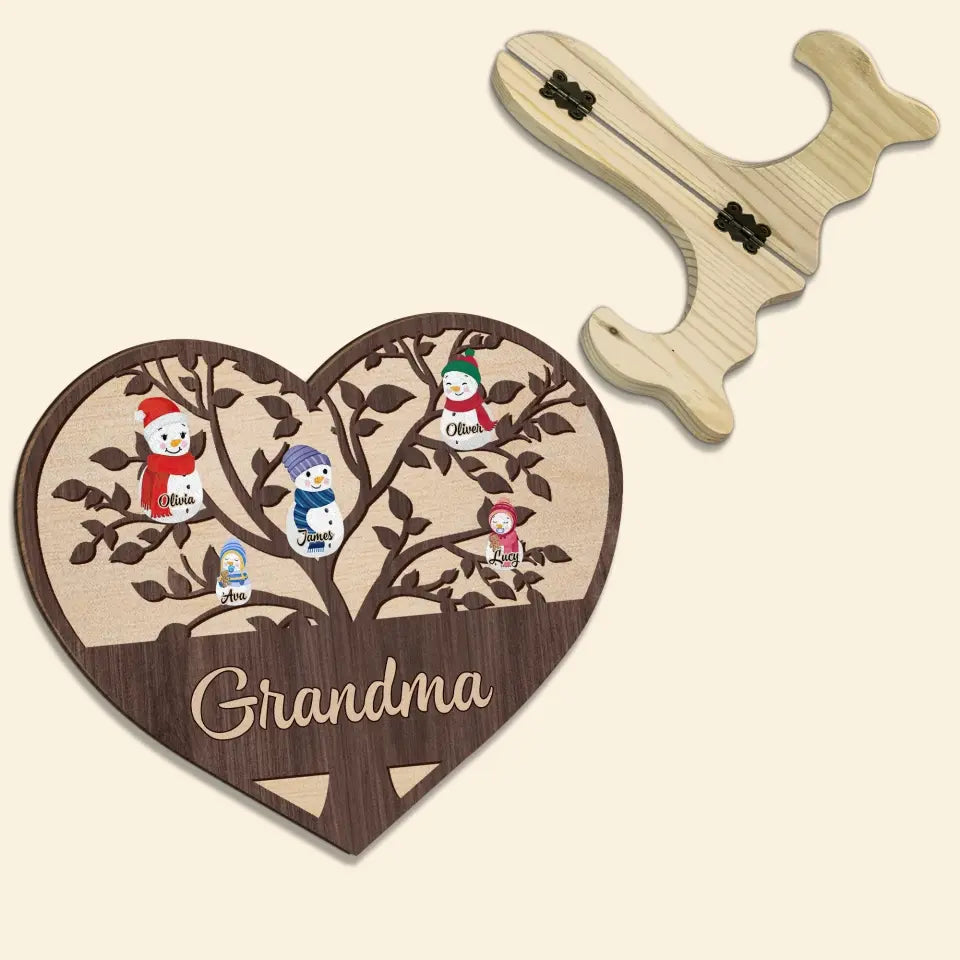 Grandma Grandkids Tree - Personalized Custom 1 Layer Wooden Sign - Christmas Gift For Grandma, Mom, Family Members