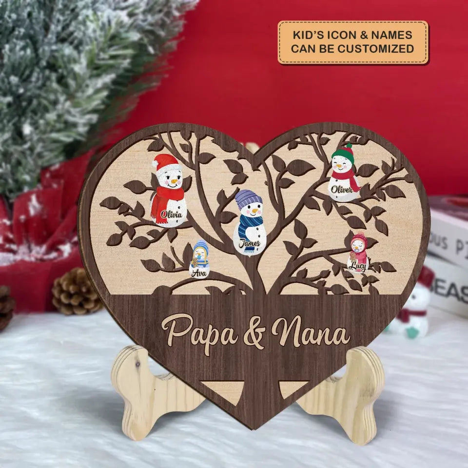 Grandma Grandkids Tree - Personalized Custom 1 Layer Wooden Sign - Christmas Gift For Grandma, Mom, Family Members