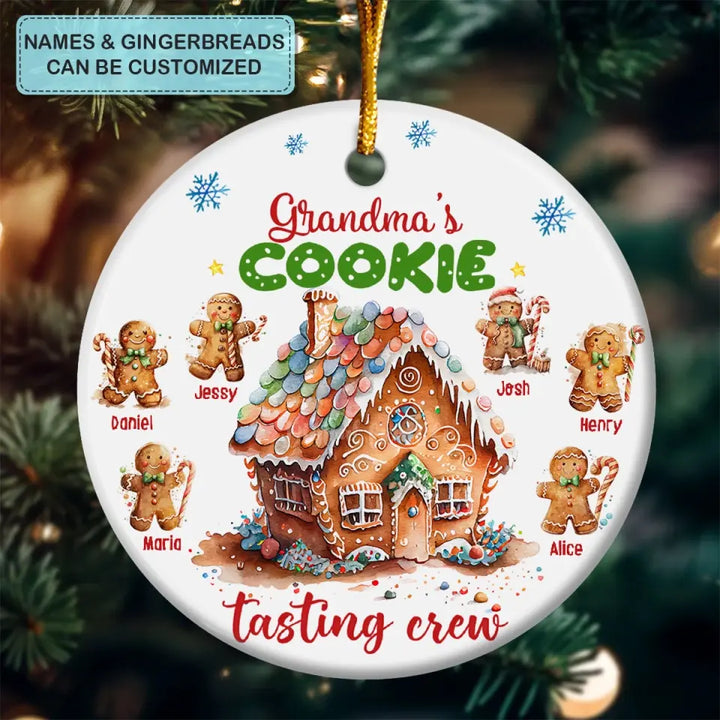 Grandma's Cookie Tasting Crew - Personalized Custom Ceramic Ornament - Christmas Gift For Grandma, Mom, Family Members