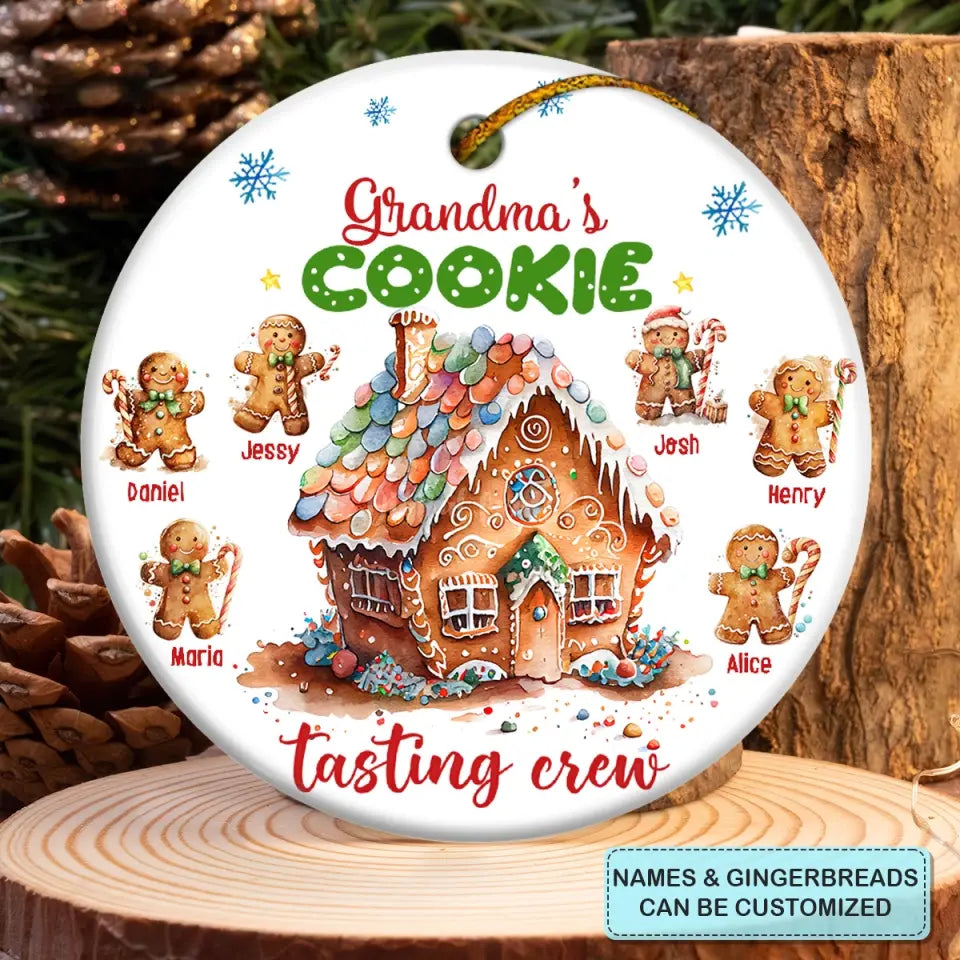 Grandma's Cookie Tasting Crew - Personalized Custom Ceramic Ornament - Christmas Gift For Grandma, Mom, Family Members