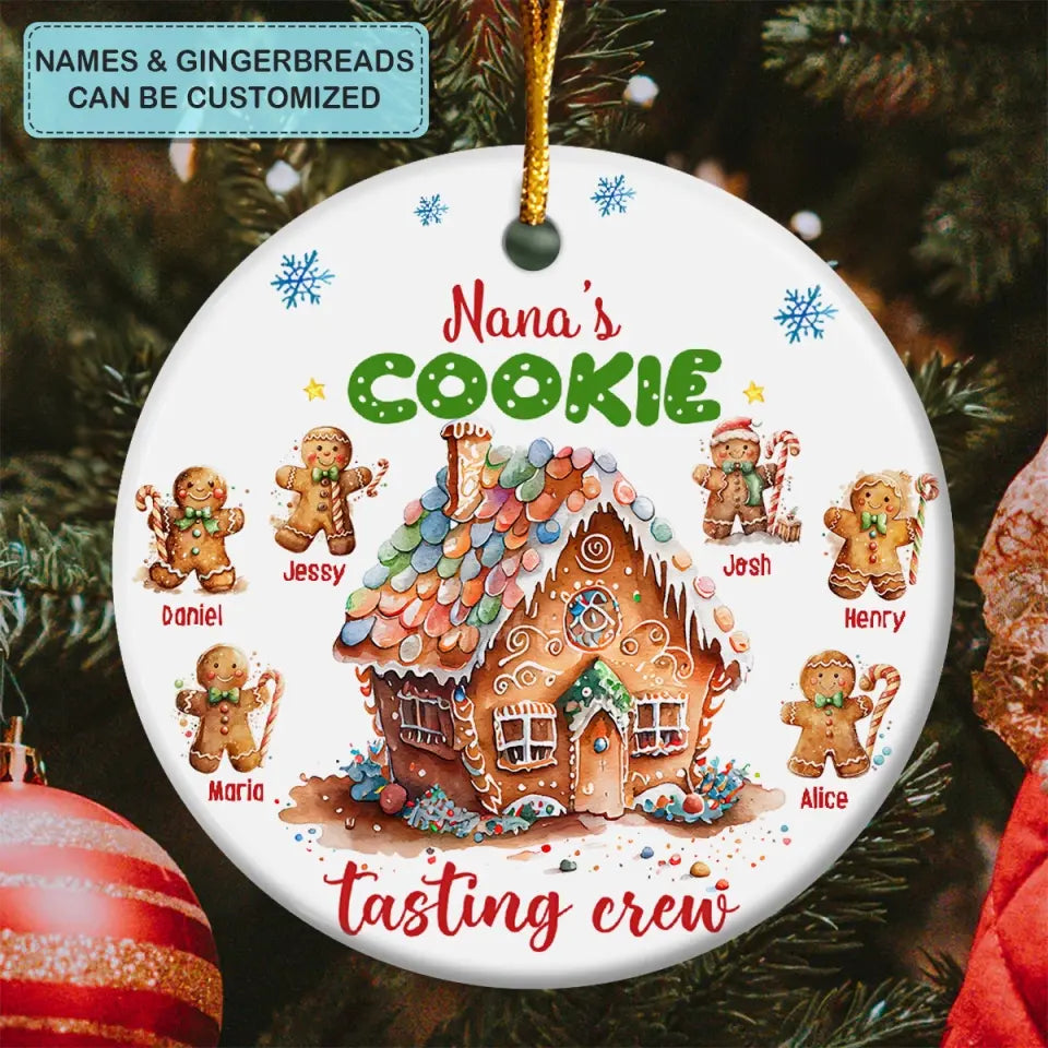 Grandma's Cookie Tasting Crew - Personalized Custom Ceramic Ornament - Christmas Gift For Grandma, Mom, Family Members