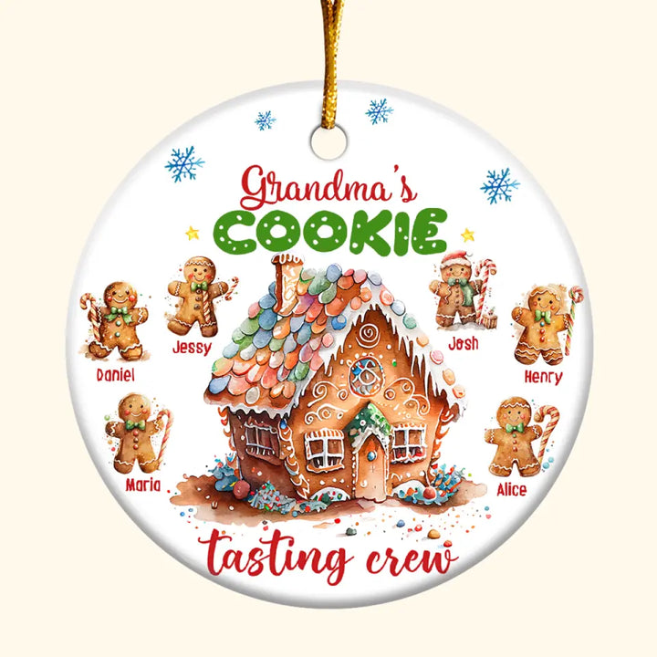 Grandma's Cookie Tasting Crew - Personalized Custom Ceramic Ornament - Christmas Gift For Grandma, Mom, Family Members