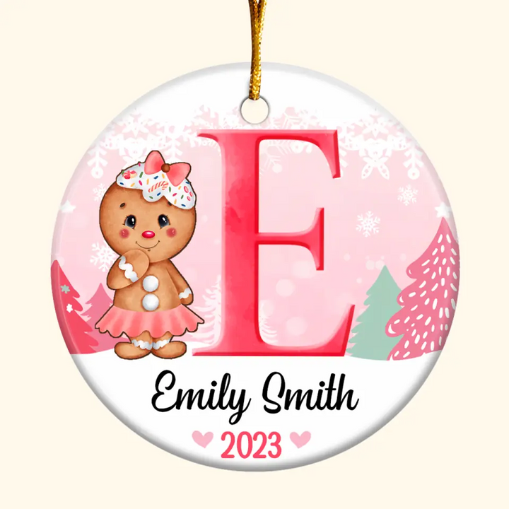Son Daughter Kid Name Letter Christmas - Personalized Custom Ceramic Ornament - Christmas Gift For Kids, Family Members