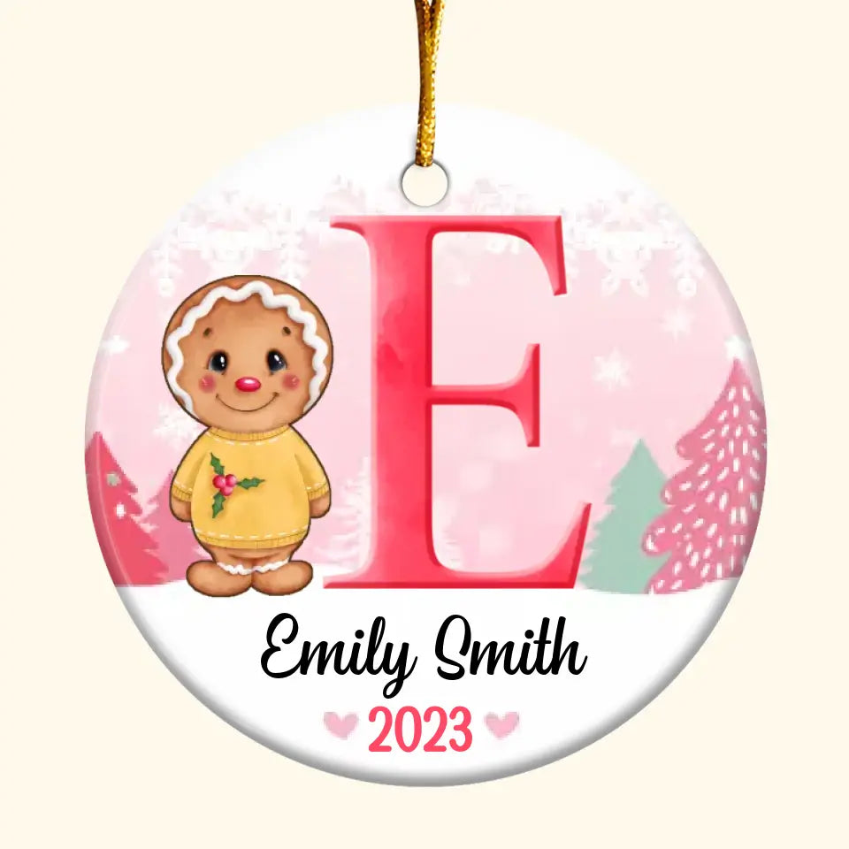 Son Daughter Kid Name Letter Christmas - Personalized Custom Ceramic Ornament - Christmas Gift For Kids, Family Members