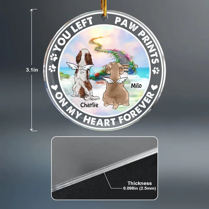 You Left Paw Prints On My Heart Forever - Personalized Custom Mica Ornament - Christmas, Memorial Gift For Pet Lover, Pet Dad, Pet Mom, Pet Owner