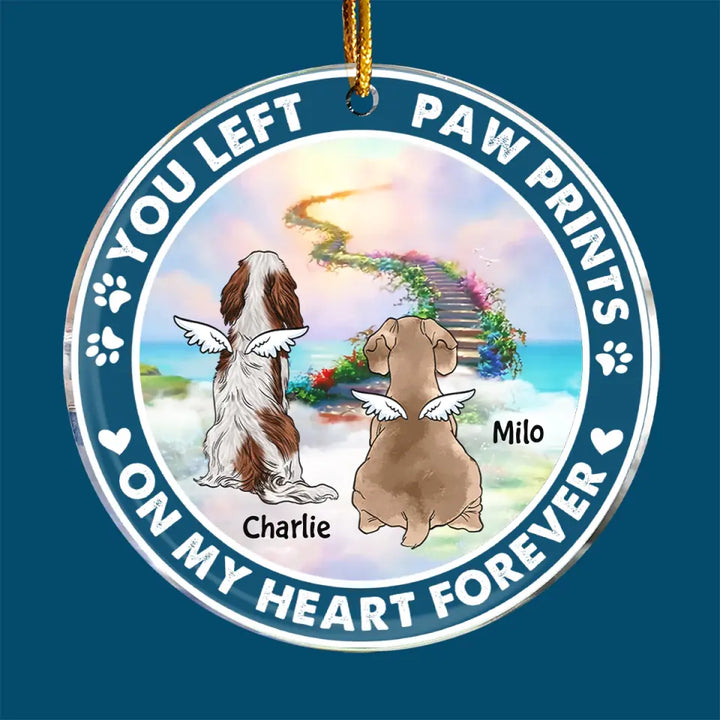 You Left Paw Prints On My Heart Forever - Personalized Custom Mica Ornament - Christmas, Memorial Gift For Pet Lover, Pet Dad, Pet Mom, Pet Owner