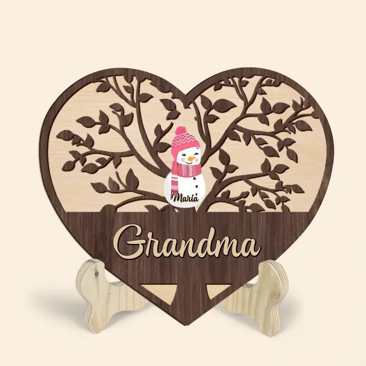 Grandma Grandkids Tree - Personalized Custom 1 Layer Wooden Sign - Christmas Gift For Grandma, Mom, Family Members