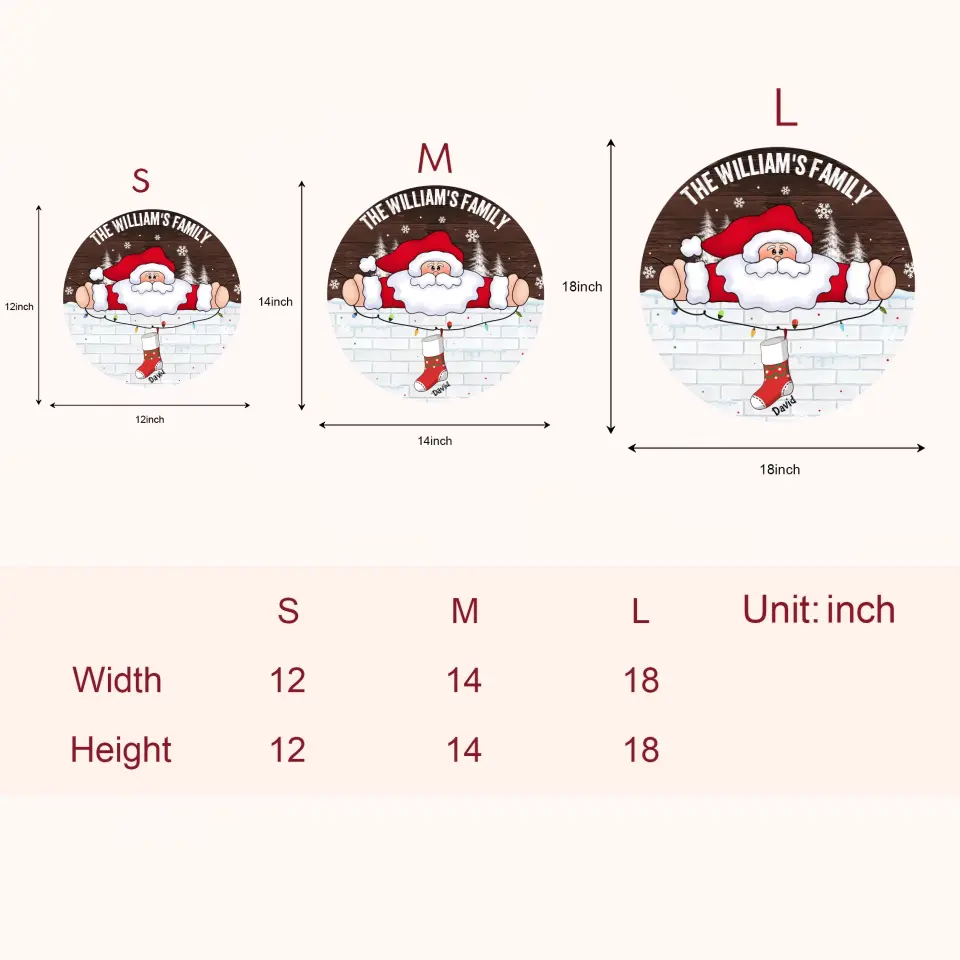 Stocking Family And Santa Claus - Personalized Custom Door Sign - Christmas Gift For Members