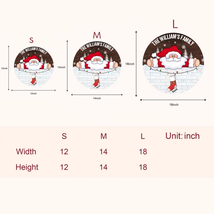 Stocking Family And Santa Claus - Personalized Custom Door Sign - Christmas Gift For Members